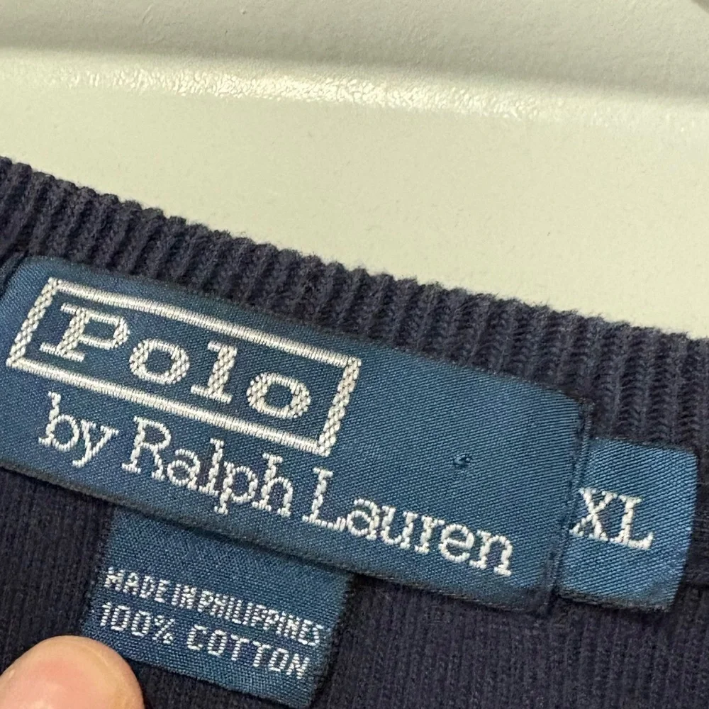Vintage 90s Polo Ralph Lauren Navy Blue Essential Crewneck Sweatshirt XLarge